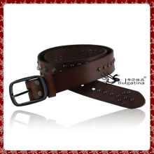 Mens unique leather belt,latest design leather belt with metal charm